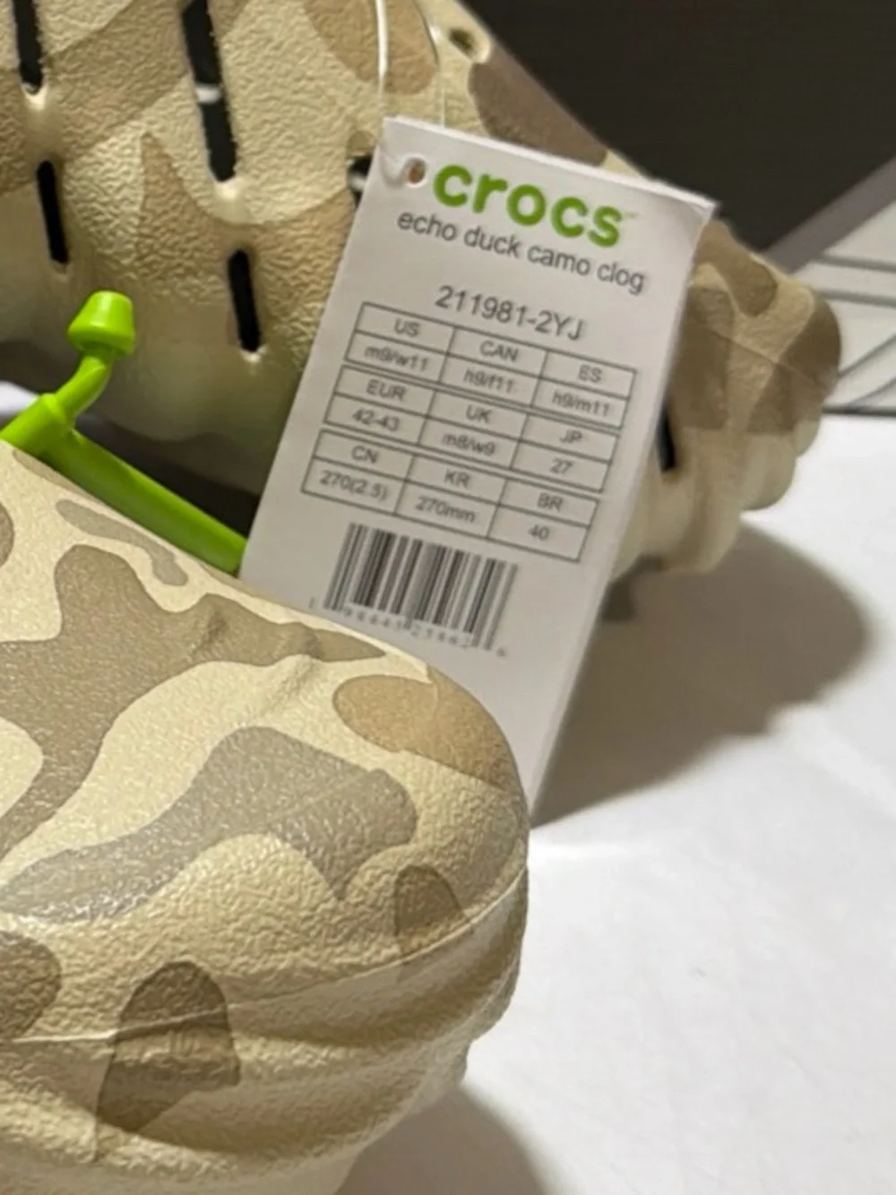 Crocs Echo Clogs Camo Tan Grey 211981-2YJ Mens Size 9 NWT